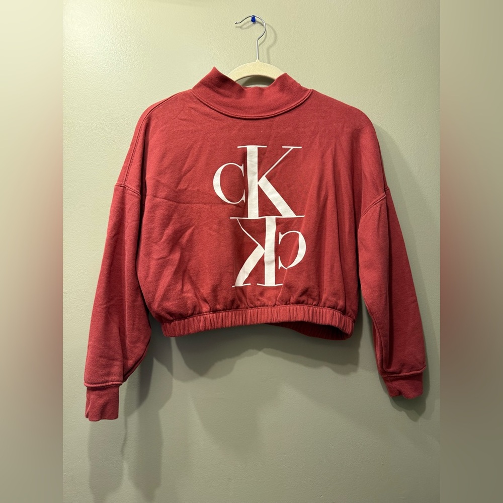 Calvin Klein Red Cropped Sweatshirt